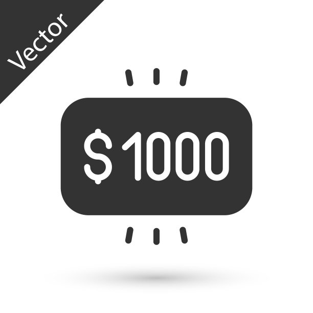 灰色奖金赌场图标孤立在白色背景。向量图片下载