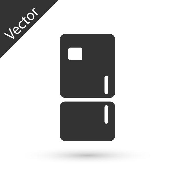 灰色冰箱图标孤立在白色背景。冰箱冷冻冰箱。家用科技和电器。向量图片下载