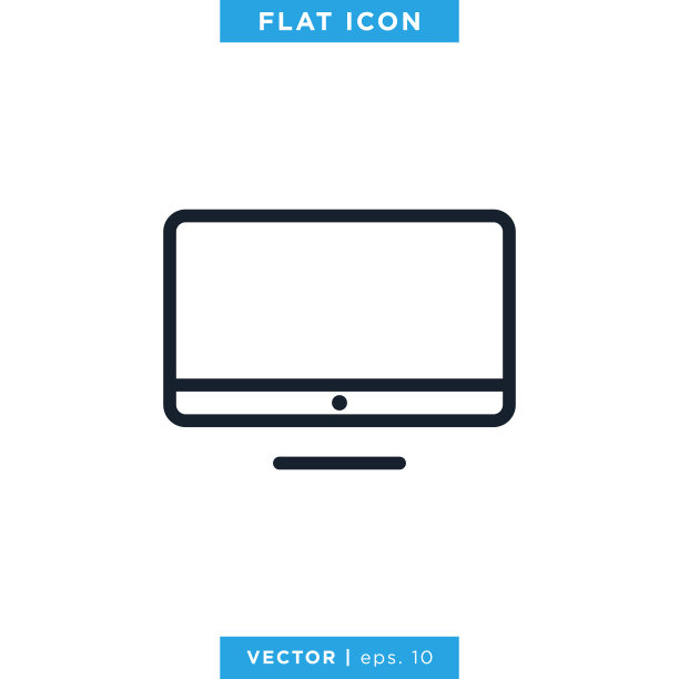 桌面监视器图标矢量图例设计模板。可编辑的中风。图片下载
