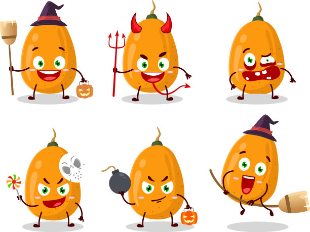 卡通金桔万圣节表情图片下载
