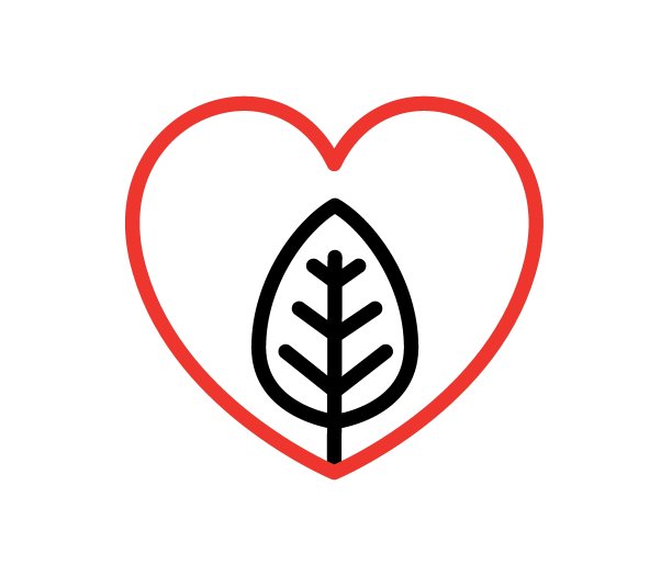 健康的素食饮食图标概念与叶子在心脏形状。矢量插图。可持续的生活方式。环境保护。爱地球。图片下载