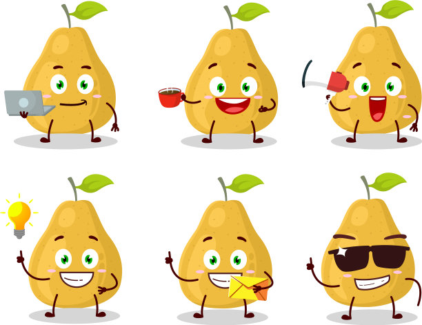 柚子与各种类型的商业表情符号图片下载