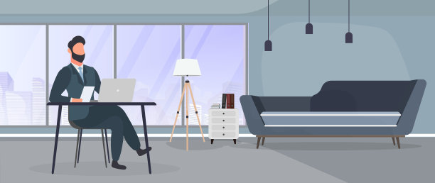 一个戴眼镜的人坐在他办公室的桌子旁图片下载