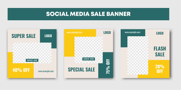 一套社会媒体发布模板的特别优惠。时尚销售新一季独特的社交媒体封面照片模板。网红品牌宣传传单。矢量图图片下载