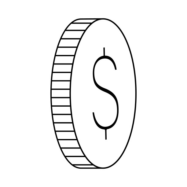美元硬币图标。简单线现金细线符号。矢量插图。图片下载