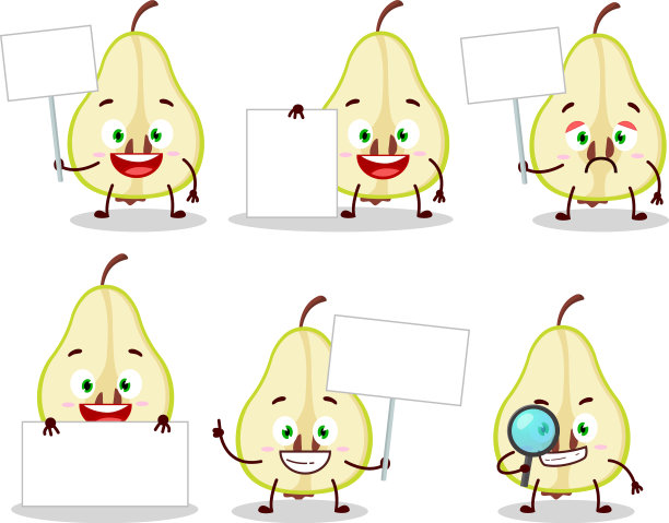 斜线绿梨卡通带信息板图片下载