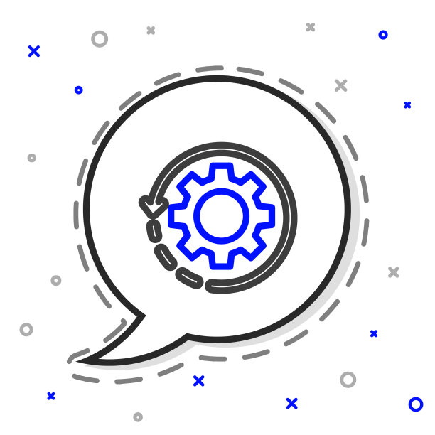 直线齿轮和箭头作为工作流概念图标图片下载