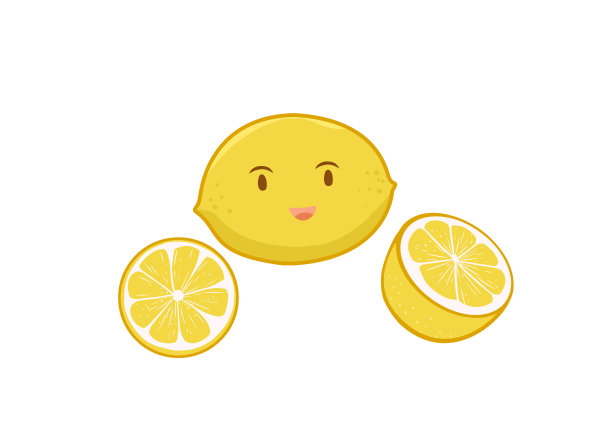 黄色卡通新鲜的柠檬水果插画图片下载