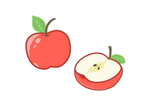 手绘水果卡通新鲜的红苹果插画图片下载