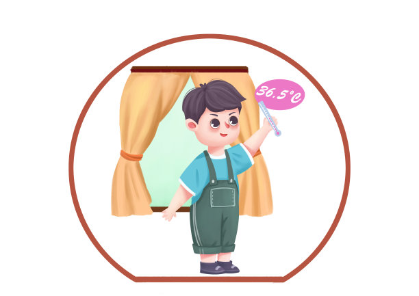 疫情期间小男孩按时测体温的防疫图标图片下载