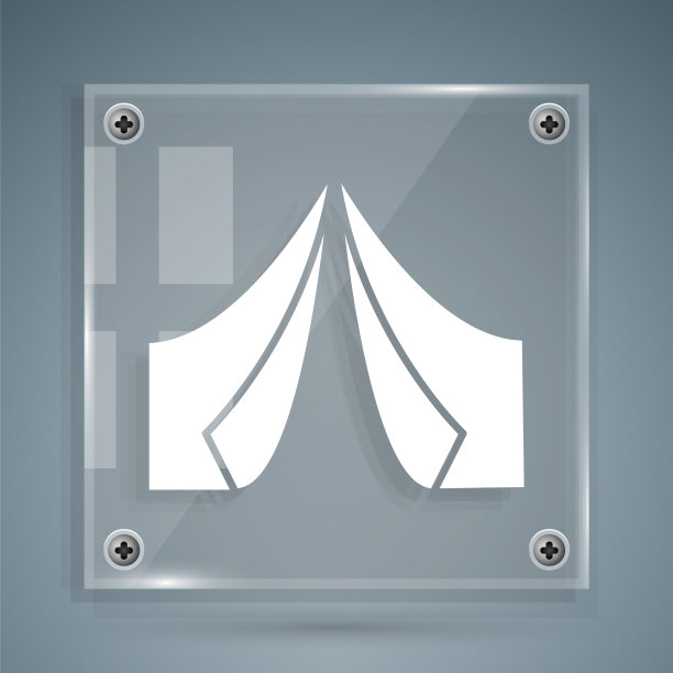 白色旅游帐篷图标孤立在灰色图片下载