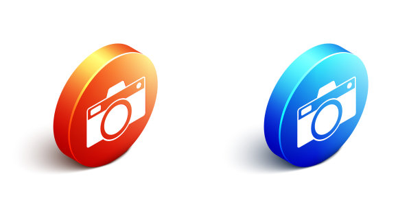 等距摄影相机图标孤立在白色图片下载