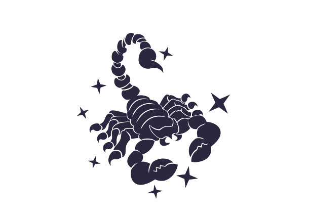 手绘卡通十二星座天蝎座剪影插画图片下载