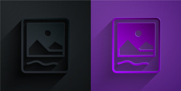 剪纸相框图标孤立在黑色上图片下载