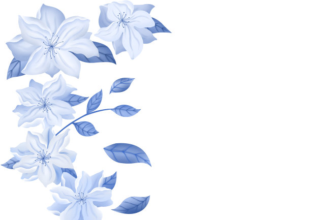 小清新蓝色质感花卉插画图片下载
