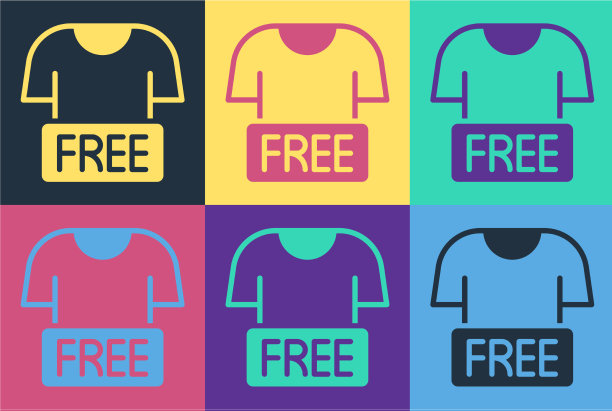 流行艺术服装捐赠图标孤立的颜色图片下载