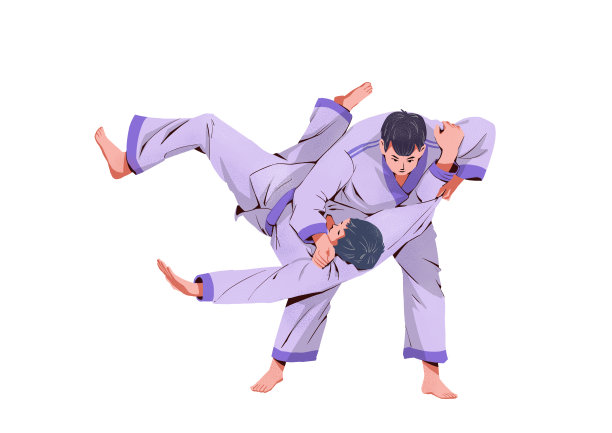 扁平肌理风格男子柔道比赛插画图片下载