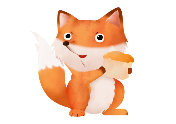 手绘可爱卡通拿着坚果的狐狸插画图片下载