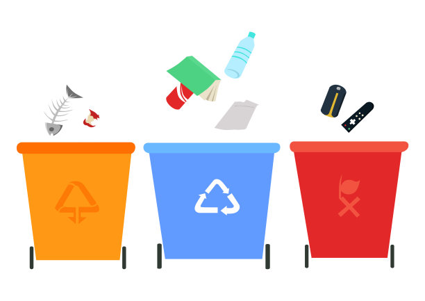 卡通垃圾分类知识垃圾桶素材插画图片下载