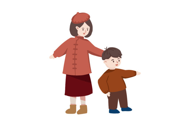 手绘人物卡通可爱的男孩女孩插画图片下载