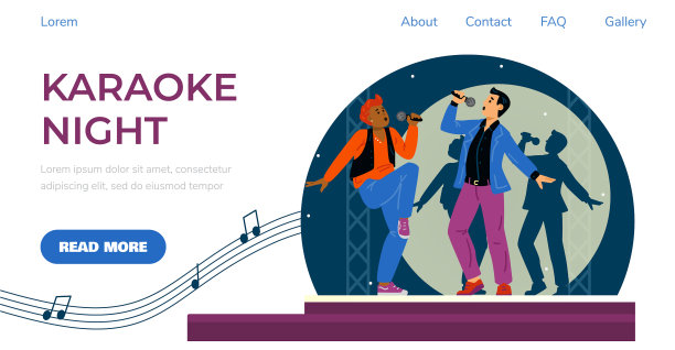 卡拉ok夜网站横幅或登陆页图片下载