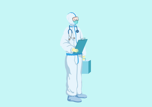 手绘人物医护穿隔离服的医生插画图片下载