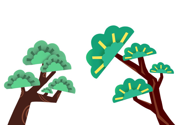 手绘古典中国风古典松树装饰插画图片下载