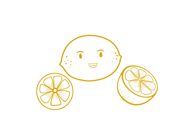 手绘卡通水果新鲜的柠檬线稿简笔画图片下载
