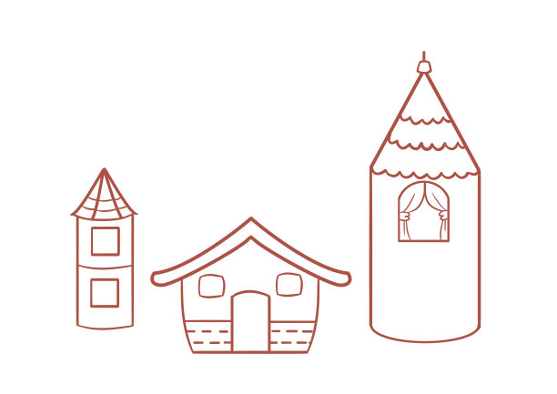 手绘卡通小洋房房屋建筑简笔画图片下载