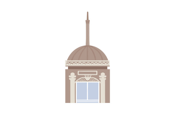 手绘卡通圆顶房子建筑插画图片下载