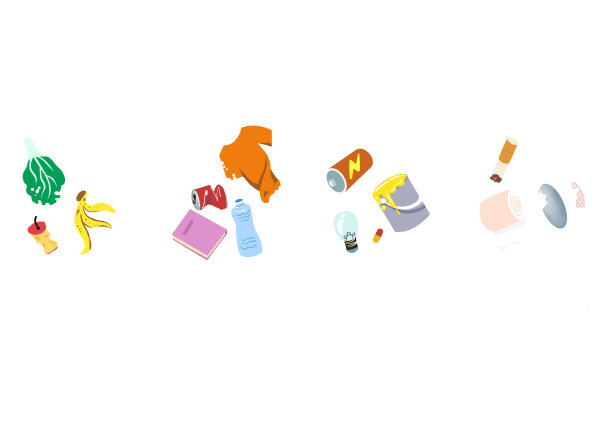 手绘卡通垃圾分类生活垃圾素材插画图片下载