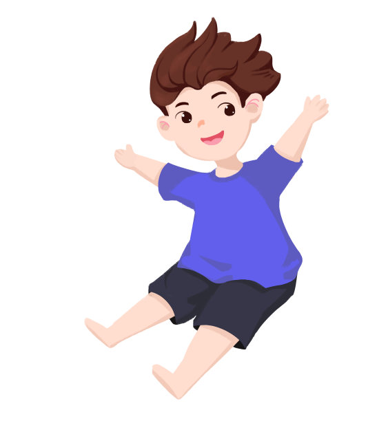 手绘人物卡通下滑的小男孩插画图片下载