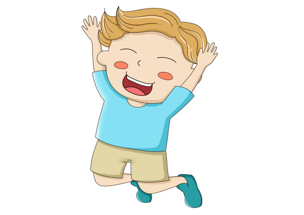 手绘人物卡通跳起来的小男孩插画图片下载