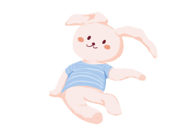 手绘动物卡通兔子玩偶插画图片下载