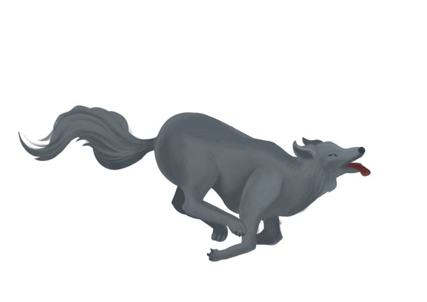 手绘动物卡通奔跑的狼插画图片下载