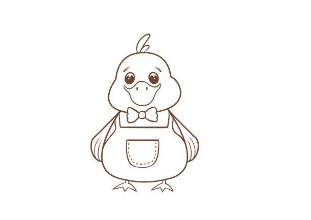 手绘动物卡通可爱的小鸭子简笔画图片下载