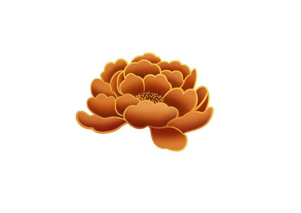 卡通金色渐变花朵插画图片下载