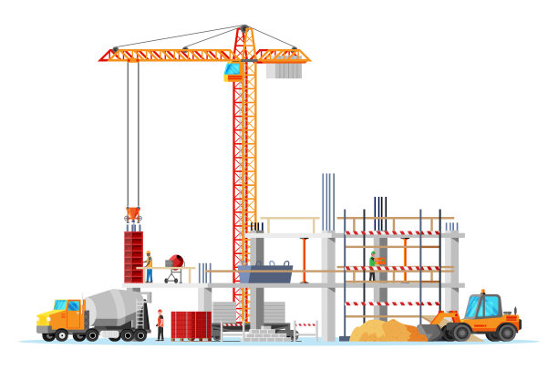 建筑工地的旗帜图片下载