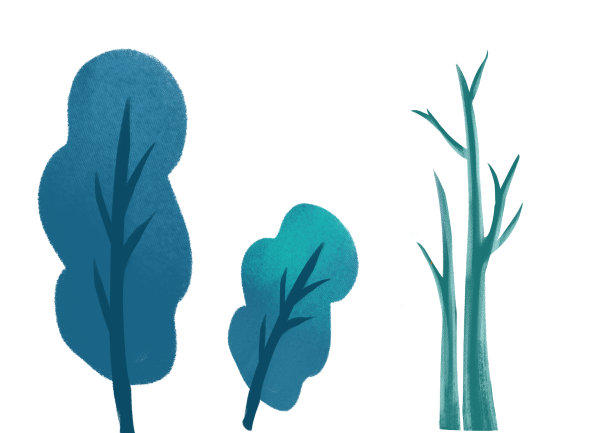 手绘卡通树木枝干植物插画图片下载