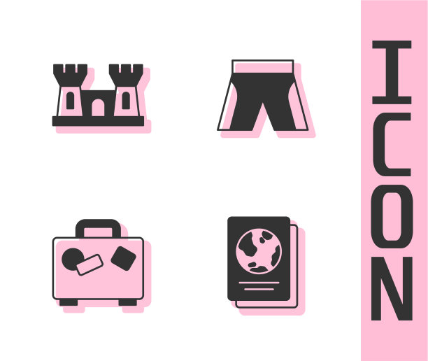 设置护照和城堡手提箱和短图片下载