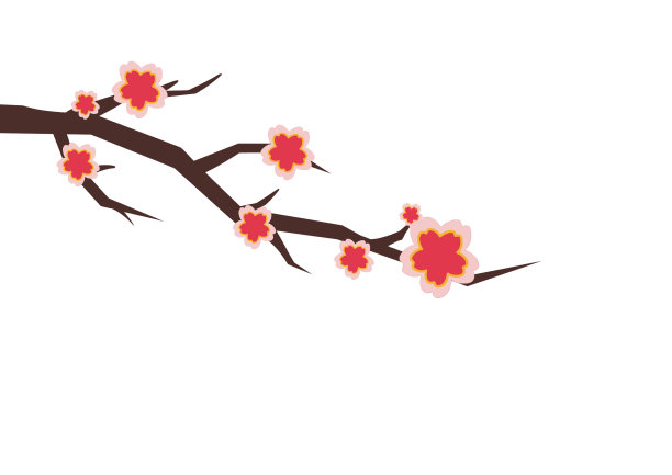 中国风梅花花枝插画图片下载