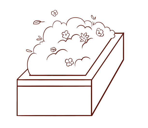 卡通路边的矩形花坛简笔画图片下载