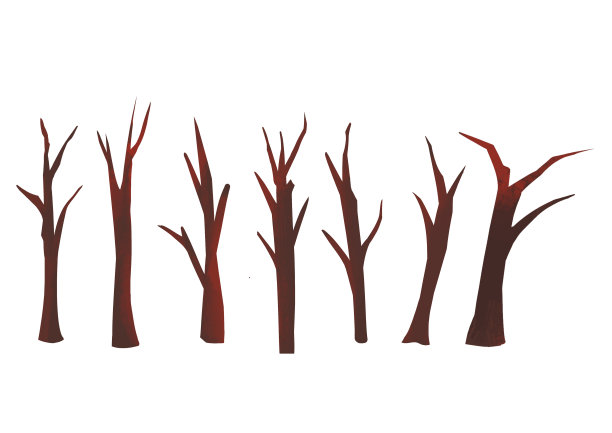 卡通干枯的树木植物插画图片下载