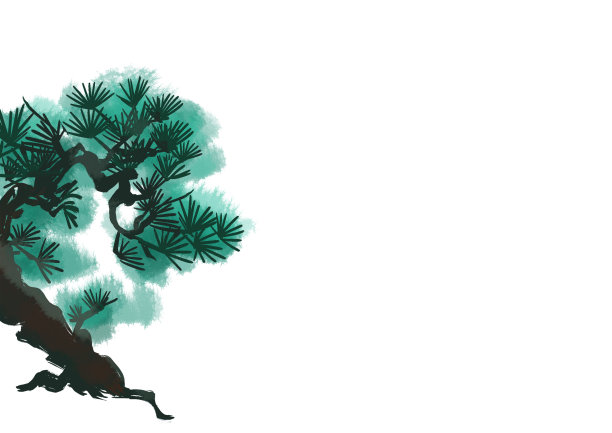 中国风古典松树插画图片下载