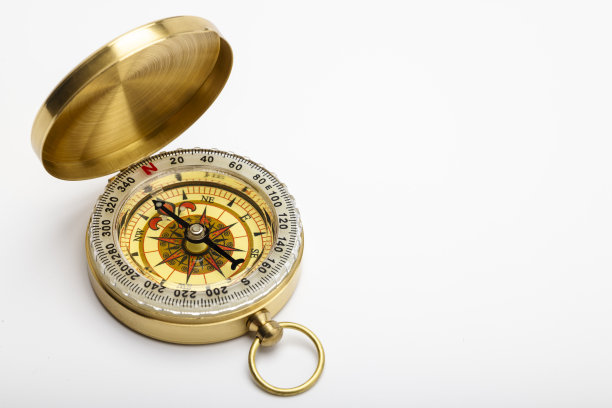 老式指南针，白色背景上的航海指南针图片下载