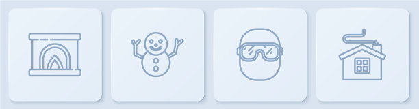 设置室内壁炉滑雪镜线图片下载