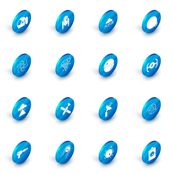 集合机器人，火星漫游者，行星，黑洞，飞碟飞行宇宙飞船，宇宙和死亡之星图标。向量图片下载