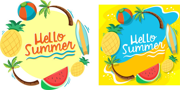 Hello summer banner模板图片下载