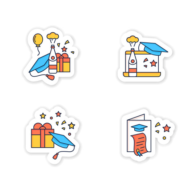 毕业贴纸图标套装图片下载
