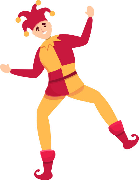 中世纪的小丑偶像卡通帽子戏法图片下载